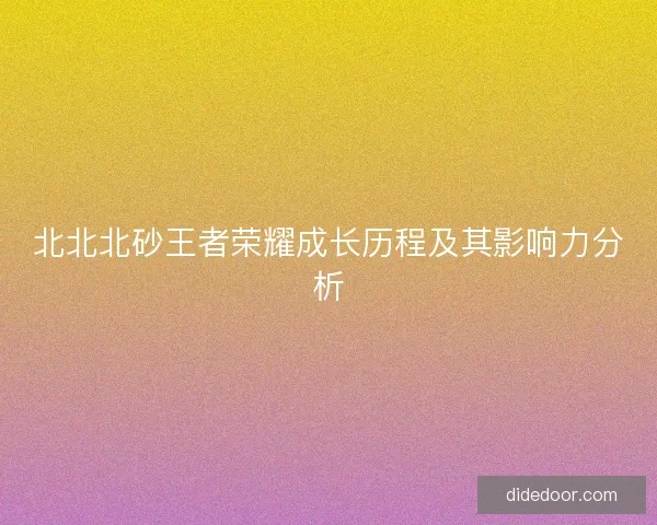 北北北砂王者荣耀成长历程及其影响力分析